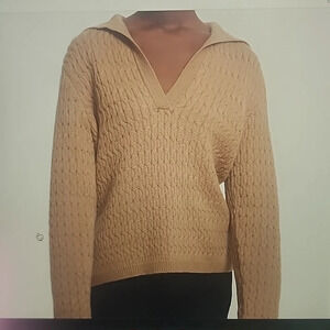 THEORY CABLE KNIT SWEATER IN FELTED WOOL- CASHMERE SIZE S